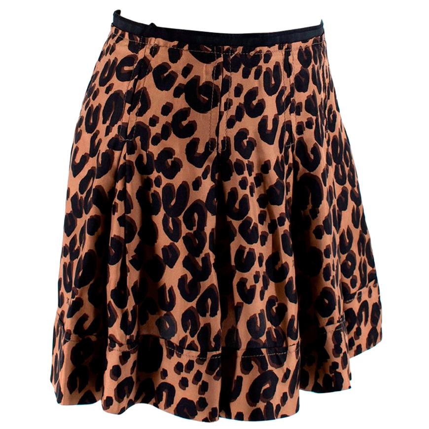 Louis Vuitton Leopard Print Silk Pleated Mini Skirt - Size US2