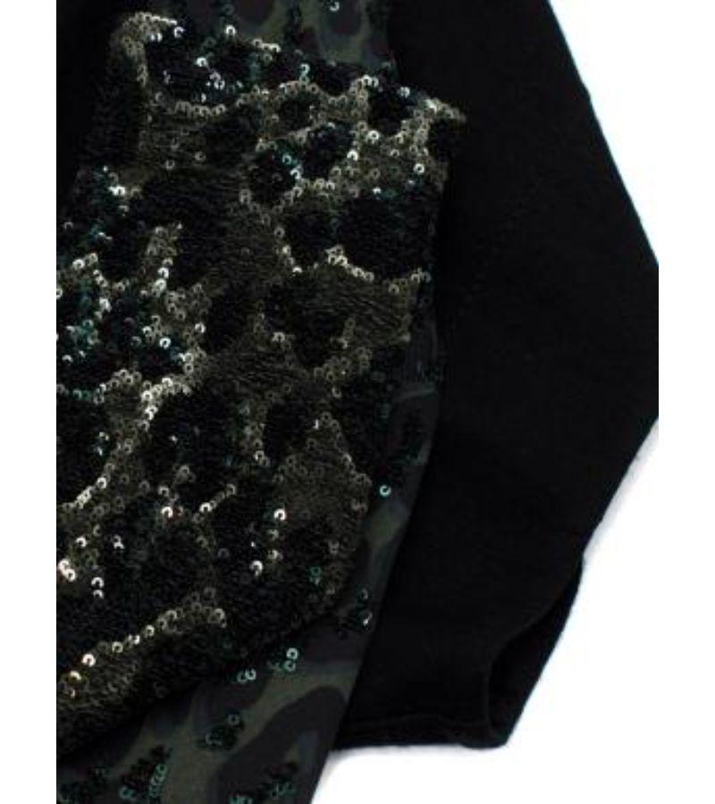 Louis Vuitton Leopard Printed Sequin Embellished Tie Neck Top For Sale 2