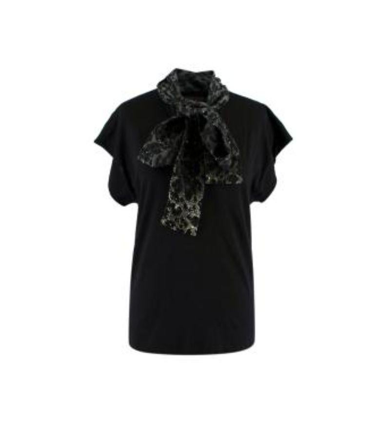 Louis Vuitton Leopard Printed Sequin Embellished Tie Neck Top For Sale