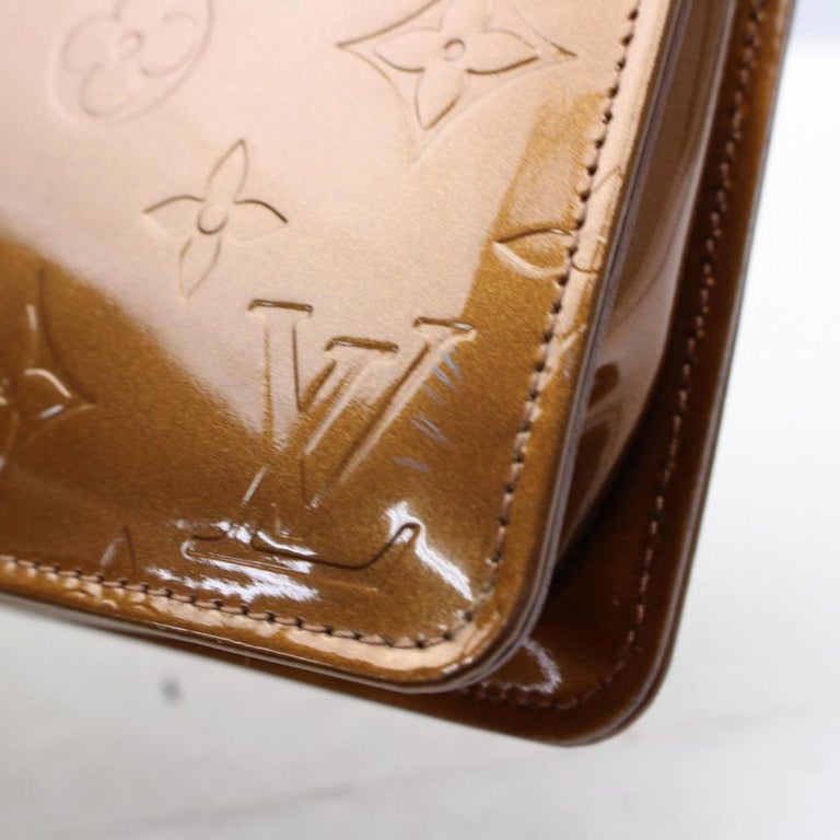 Louis Vuitton Brown Vernis Lexington Pochette Beige Leather Patent
