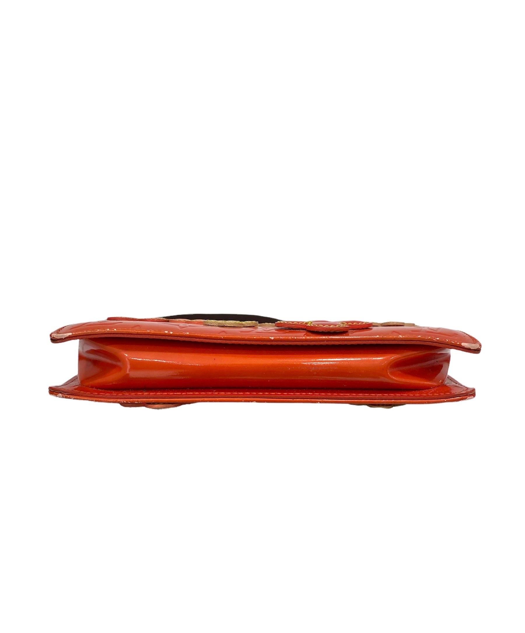 Red Louis Vuitton Lexington Pochette Orange Flowers