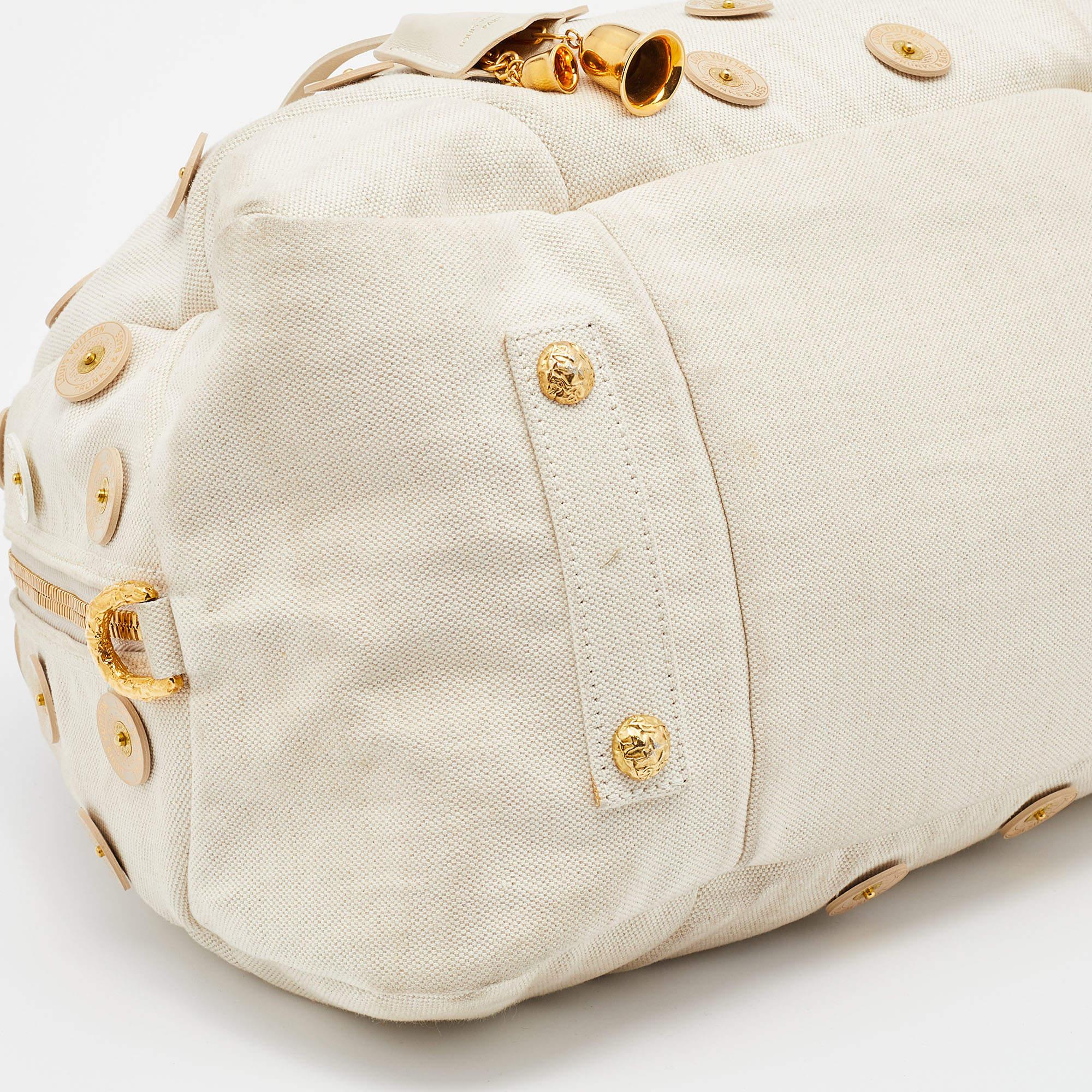 Louis Vuitton Light Beige Canvas Bowly Polka Dot Panama Bag 9