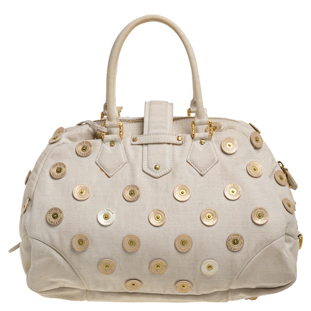 Louis Vuitton - Sac Panama à pois en toile beige clair bowly sur 1stDibs