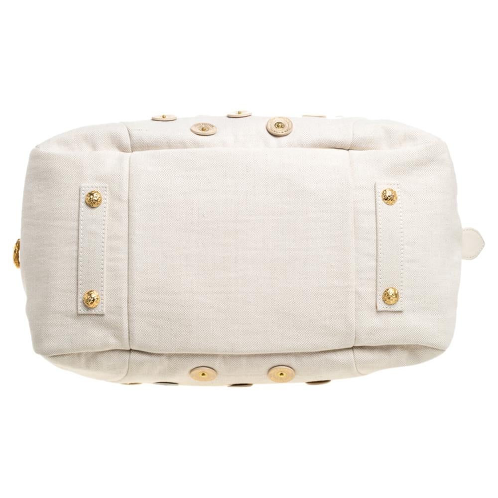 Women's Louis Vuitton Light Beige Canvas Bowly Polka Dot Panama Bag