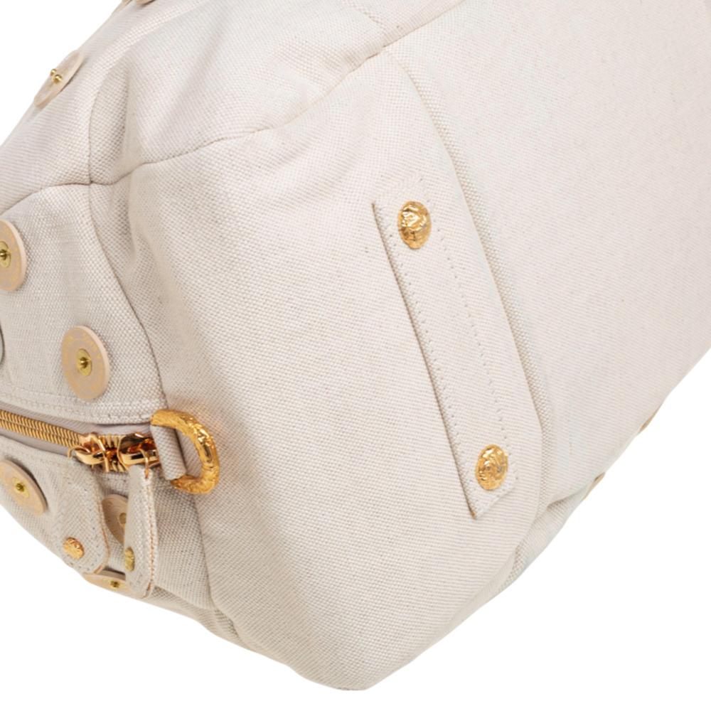 Louis Vuitton Light Beige Canvas Bowly Polka Dot Panama Bag In Good Condition In Dubai, Al Qouz 2