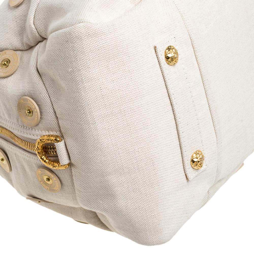 Louis Vuitton Light Beige Canvas Bowly Polka Dot Panama Bag 4