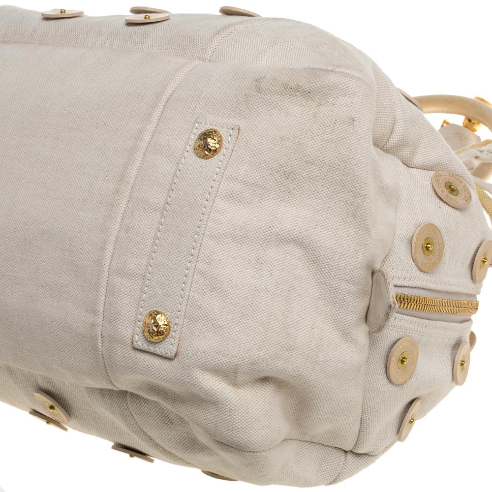 Louis Vuitton Light Beige Canvas Bowly Polka Dot Panama Bag 4