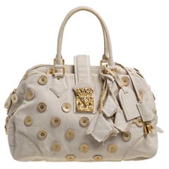 Leicht beige Canvas Bowly gepunktete Panama-Tasche von Louis Vuitton
