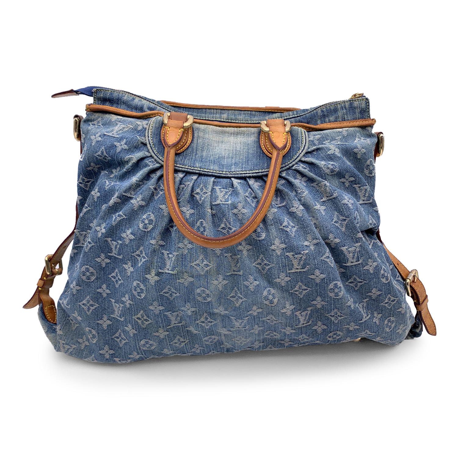 Louis Vuitton Light Blue Denim Monogram Cabby GM Tote Bag In Good Condition In Rome, Rome