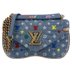 Louis Vuitton Light Blue Denim Monogram New Wave Chain Shoulder Bag