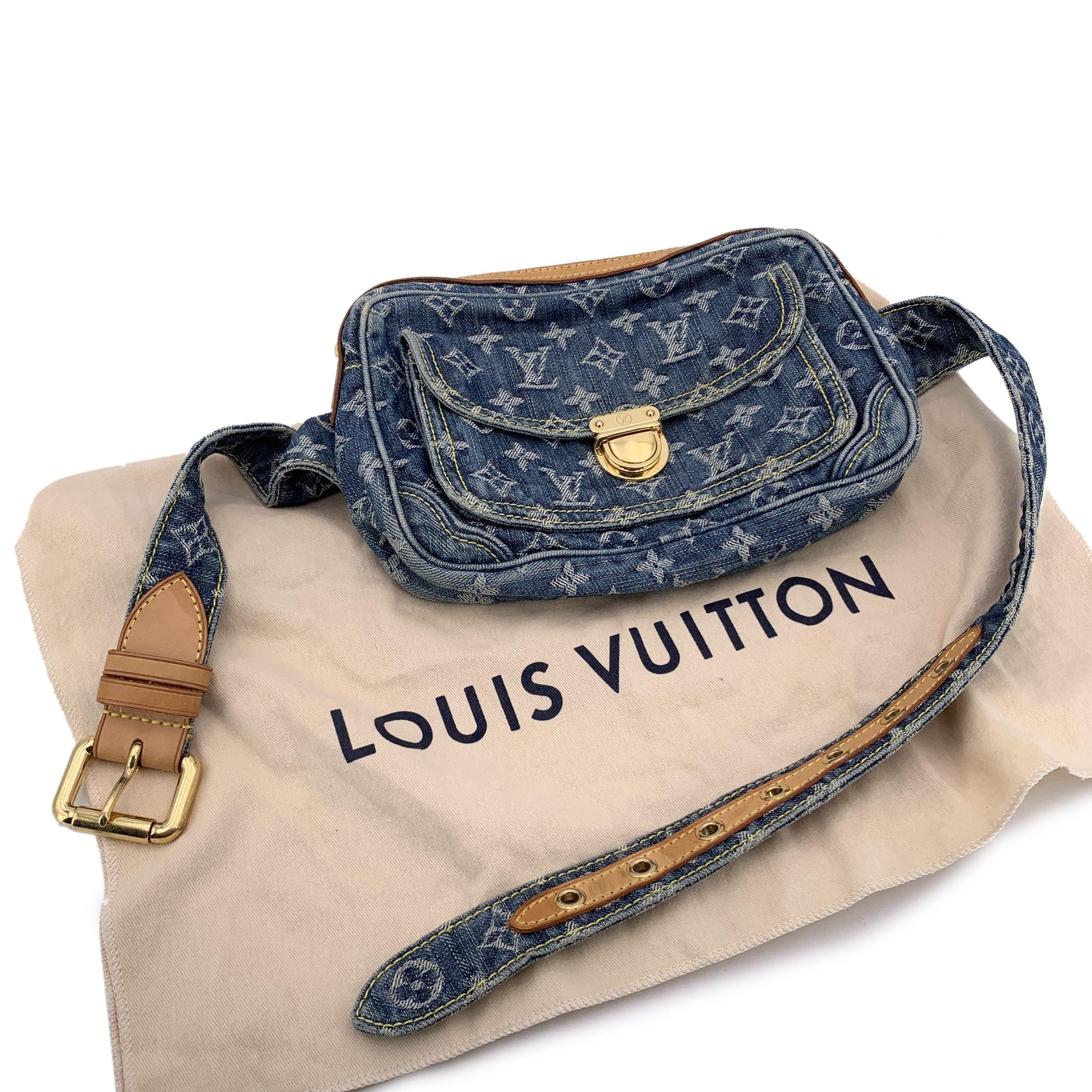 Black Louis Vuitton Light Blue Denim Monogram Waist Bum Belt Bag For Sale