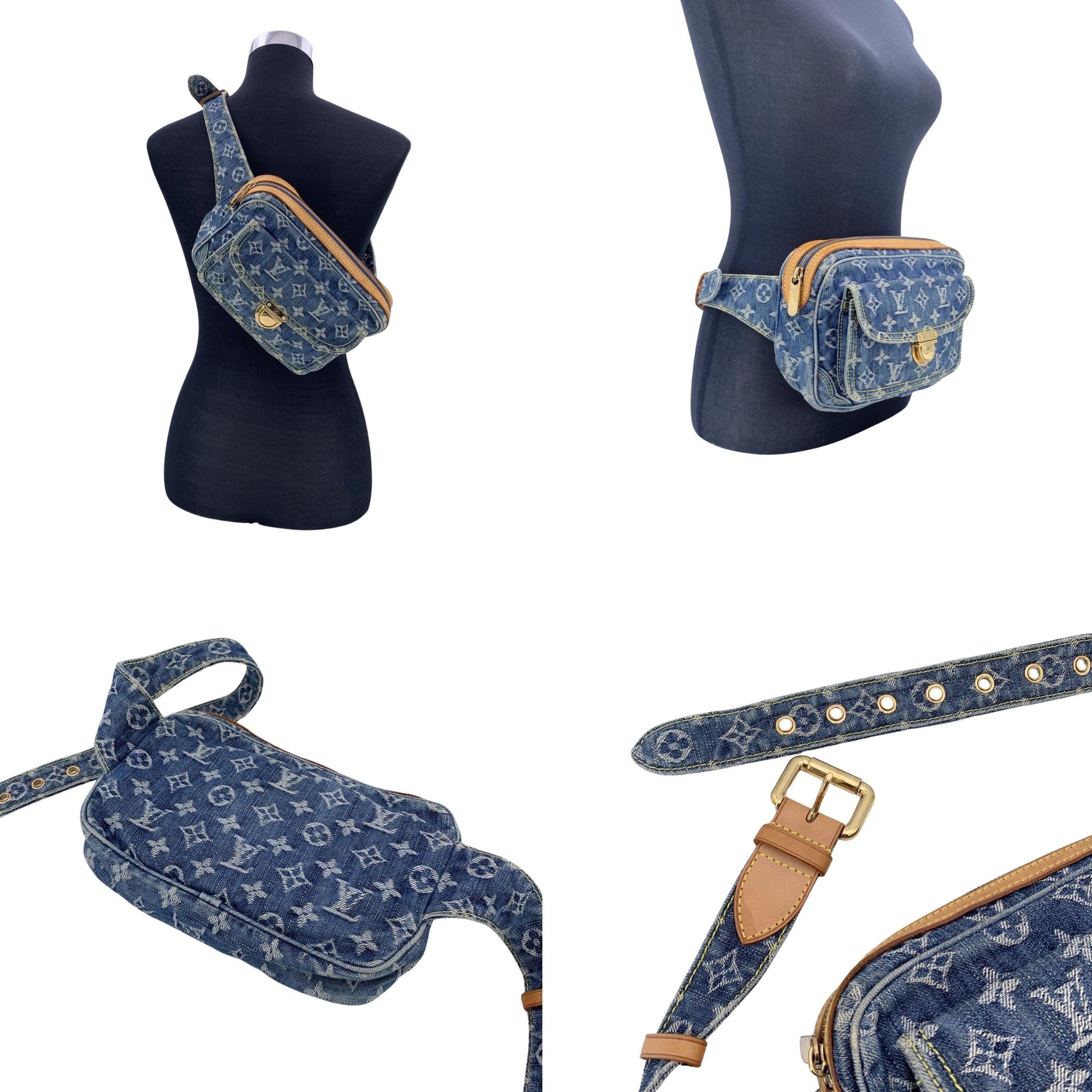 Women's Louis Vuitton Light Blue Denim Monogram Waist Bum Belt Bag For Sale