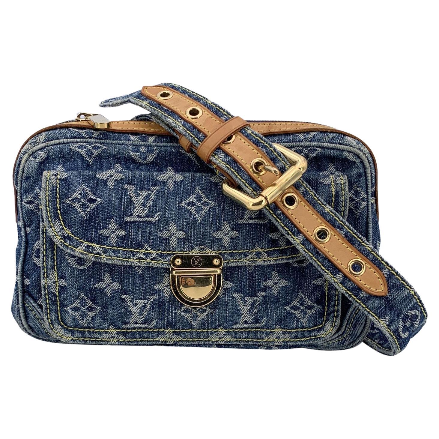 Louis Vuitton Light Blue Denim Monogram Waist Bum Belt Bag For Sale