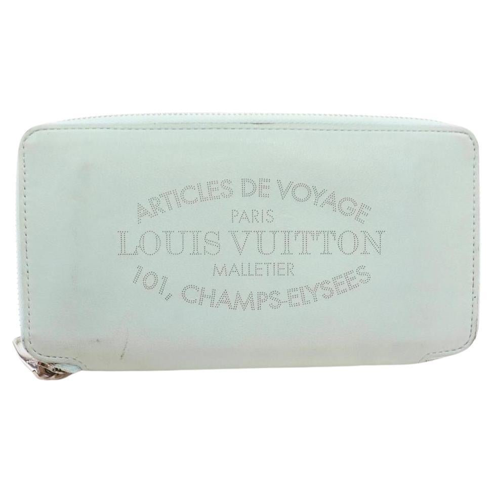 Louis Vuitton Light Blue Leather Articles de Voyage Zippy Wallet Zip Around For Sale