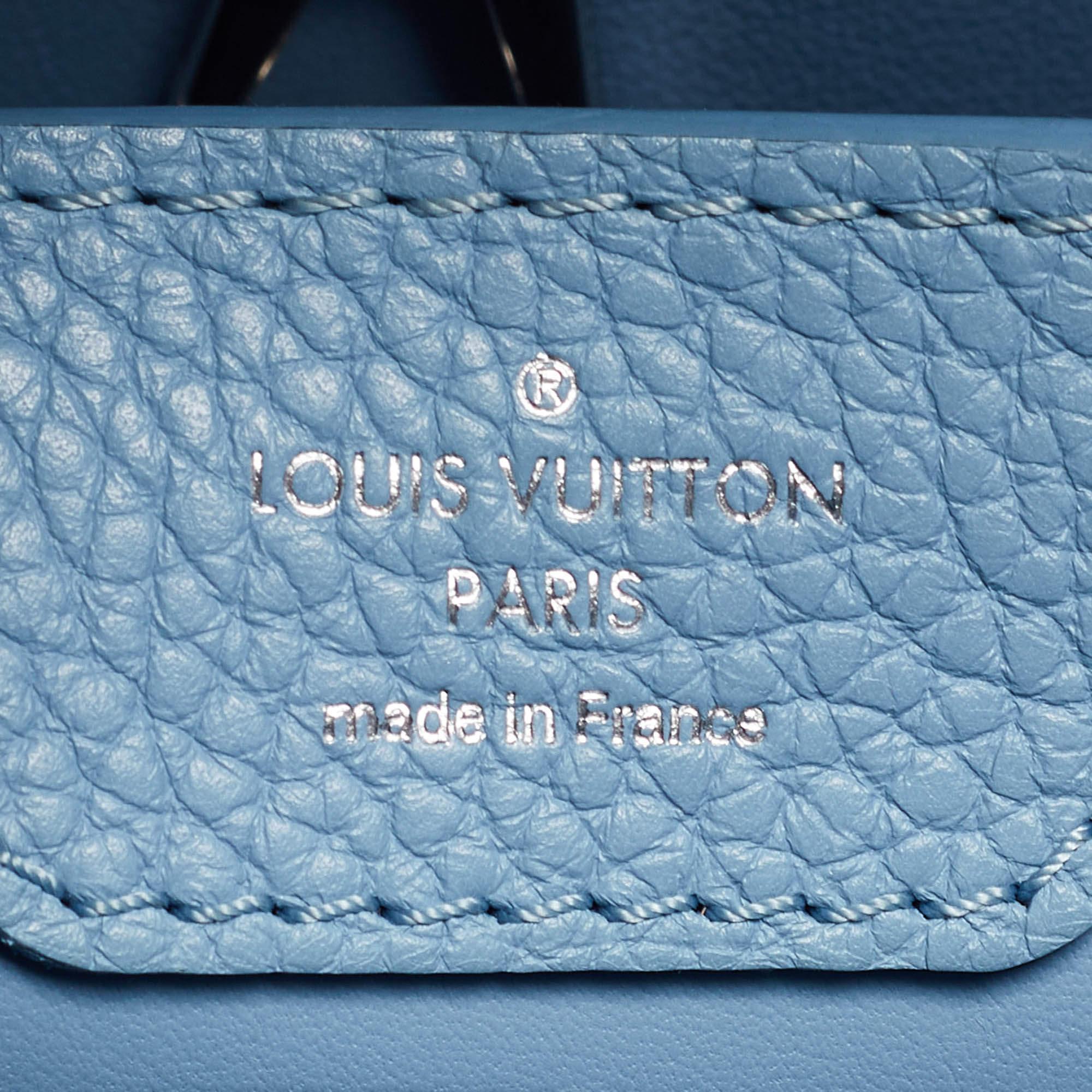 Louis Vuitton Bolso BB Capucines Mecánico Flor Piel Azul Claro en venta 1
