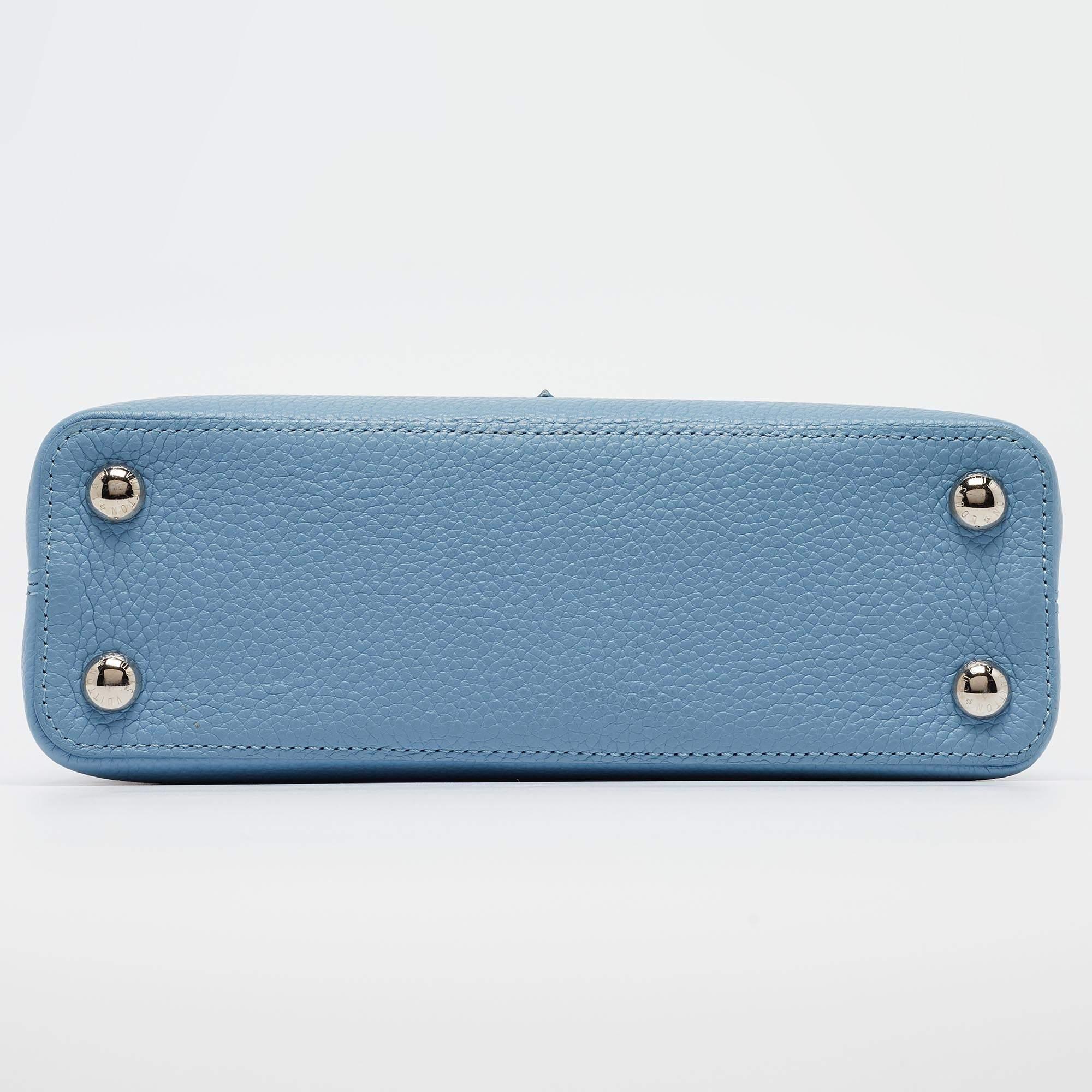 Louis Vuitton Light Blue Leather Mechanical Flower Capucines BB Bag For Sale 1