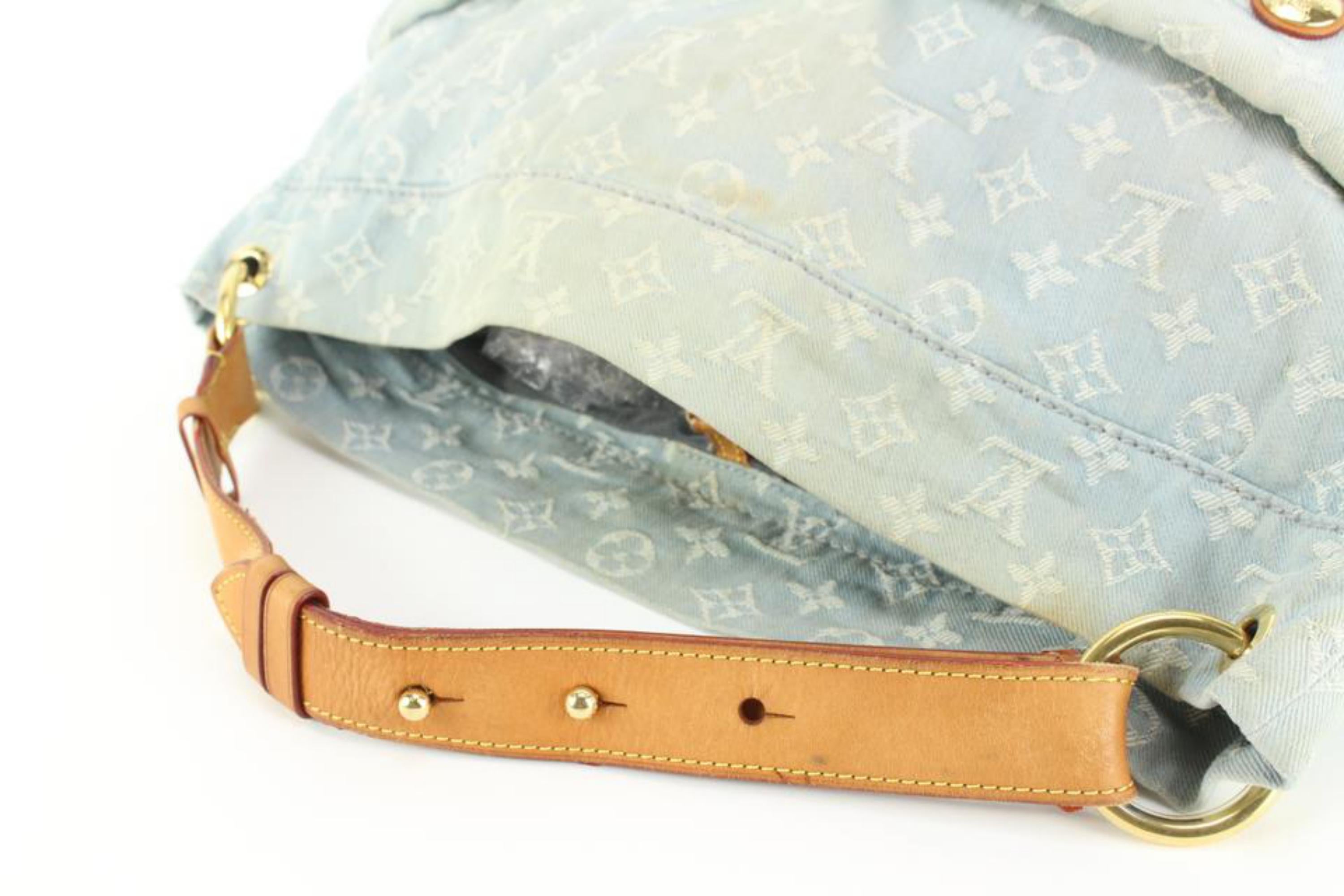 Louis Vuitton Light Blue Monogram Denim  Daily GM Hobo Bag 27lk53s For Sale 4