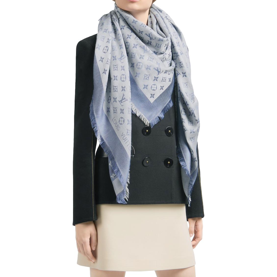 Louis Vuitton Light Blue Monogram Denim Shawl

Ideal for everyday use, this luxuriously soft Monogram Denim shawl is subtle and very feminine. Entirely printed with the Monogram pattern, it features the Louis Vuitton signature

- Luxurious soft silk