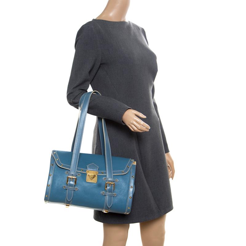 Louis Vuitton Light Blue Suhali Leather L'Epanoui GM bag In Good Condition In Dubai, Al Qouz 2
