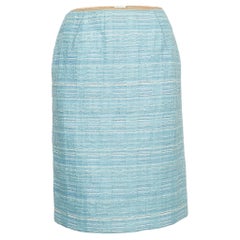Louis Vuitton Light Blue Tweed Knee-Length Skirt M