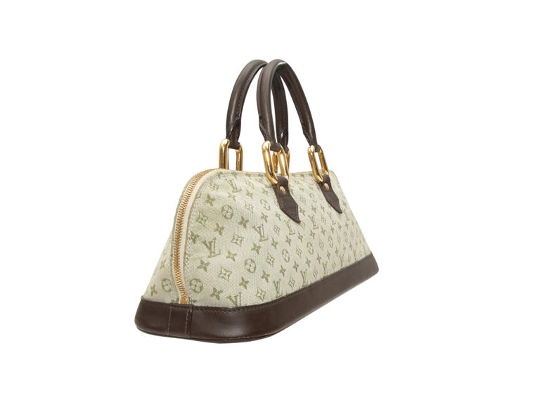 Louis Vuitton Light Green and Olive Mini Lin Monogram Canvas Long Alma Bag  For Sale at 1stDibs