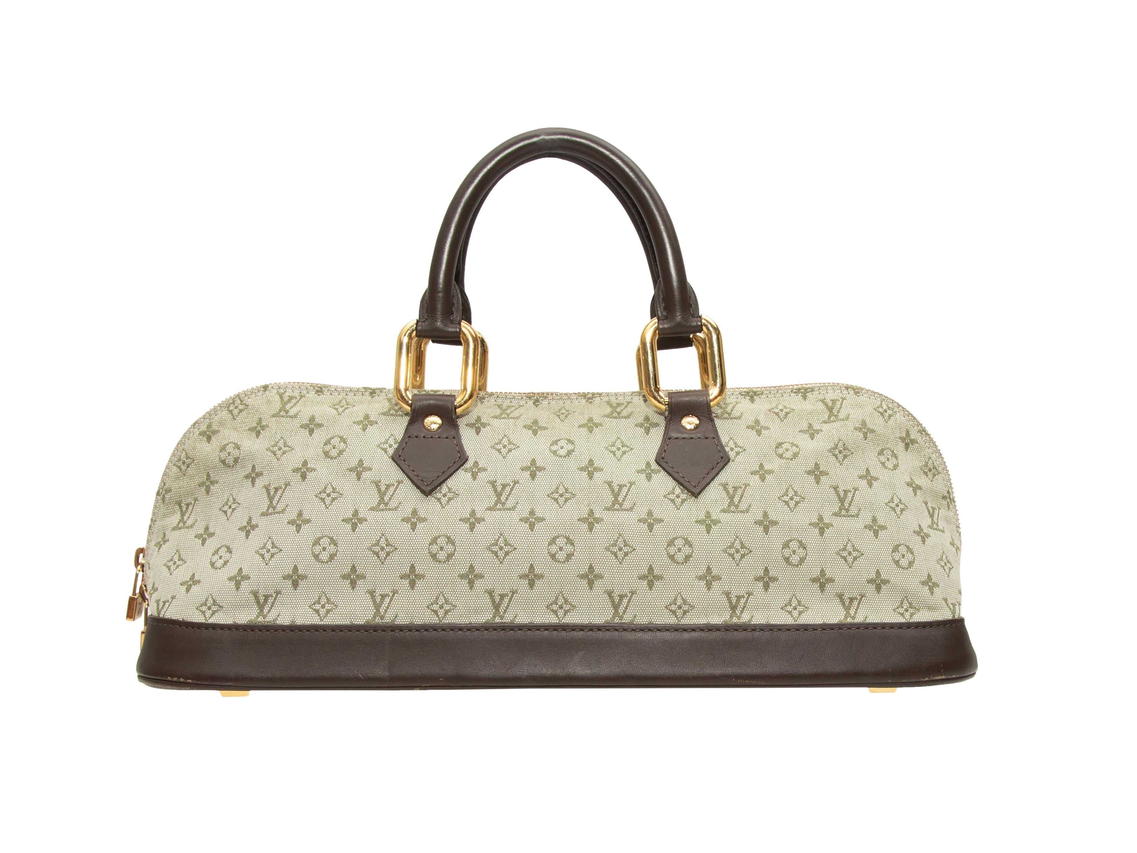 Beige Louis Vuitton Light Green & Olive Mini Lin Monogram Canvas Long Alma Bag
