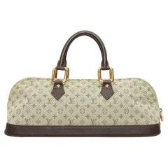 Louis Vuitton Light Green & Olive Mini Lin Monogram Canvas Long Alma Bag