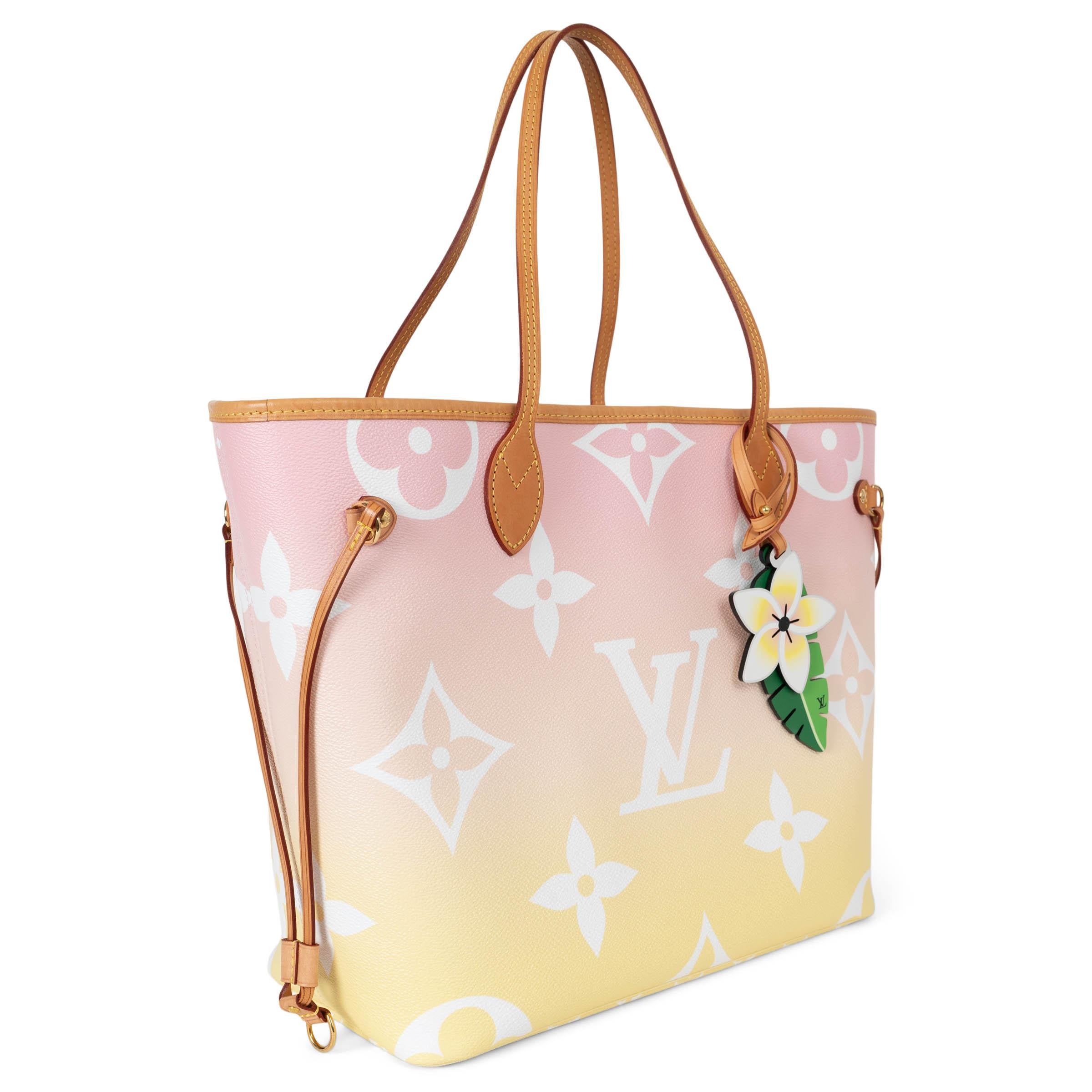 This 100% authentic Louis Vuitton Monogram Giant By The Pool Neverfull MM in Light Pink is a stylish and versatile tote that effortlessly combines luxury with functionality. Crafted from iconic monogram coated canvas, it features a stunning gradient