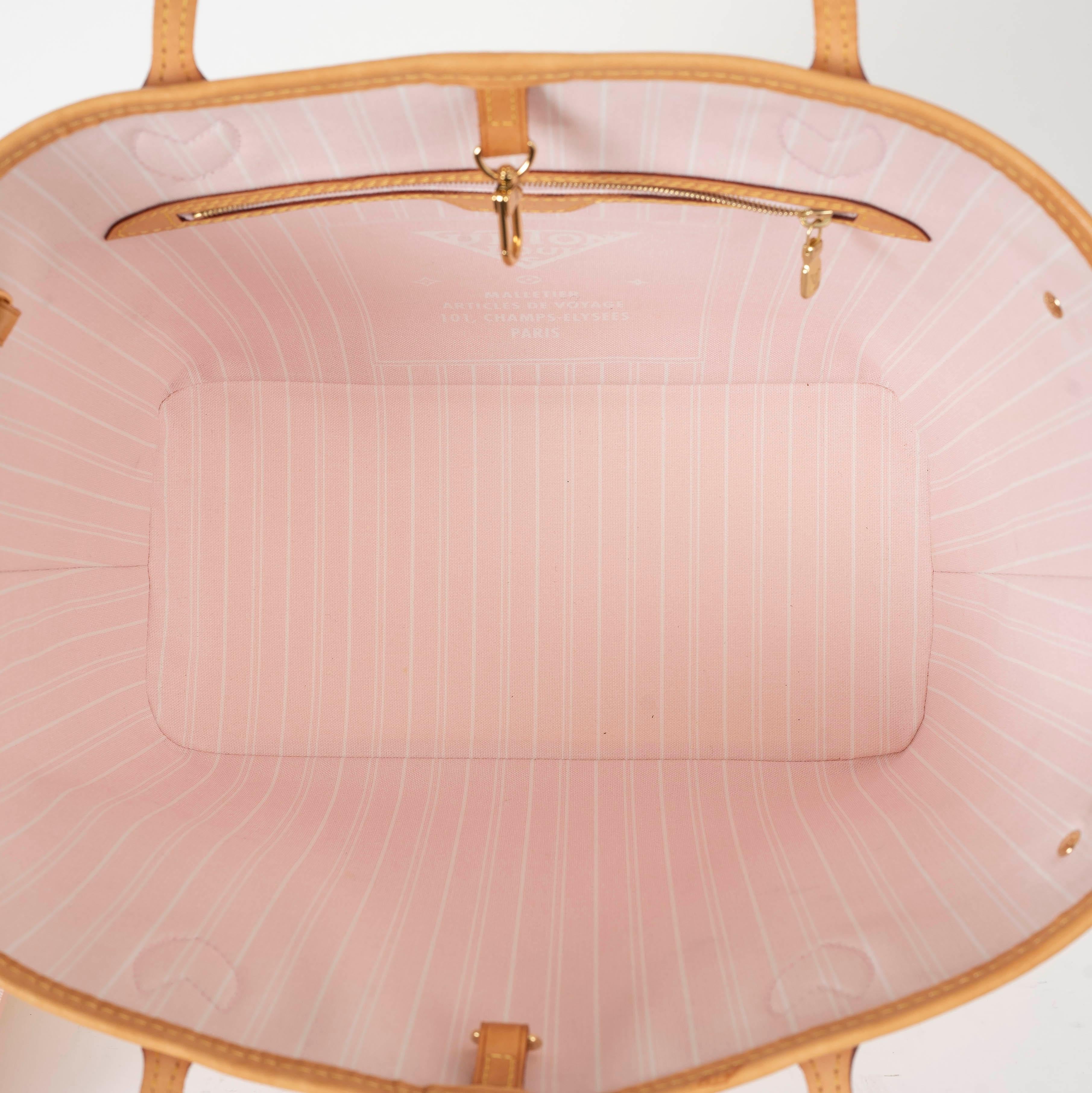 LOUIS VUITTON light pink Monogram Gian NEVERFULL MM BY THE POOL Bag 1