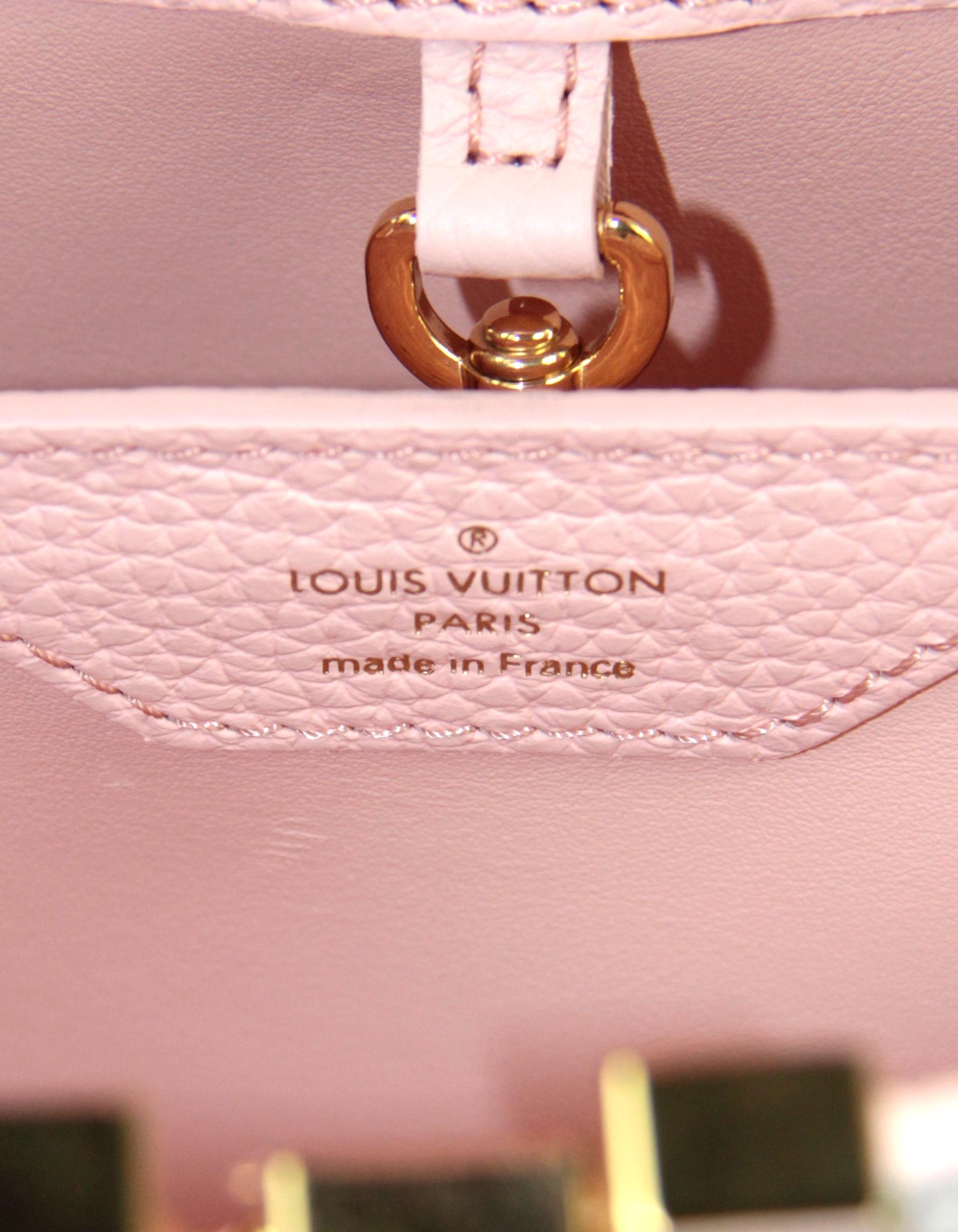 Women's Louis Vuitton Light Pink Taurillon Embroidered Vichy Capucines BB Bag