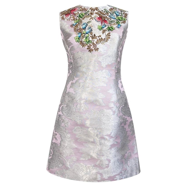 LOUIS VUITTON LIGHT PINK VISCOSE FLORAL EMBROIDERY MINI Dress EU 42 - M For  Sale at 1stDibs