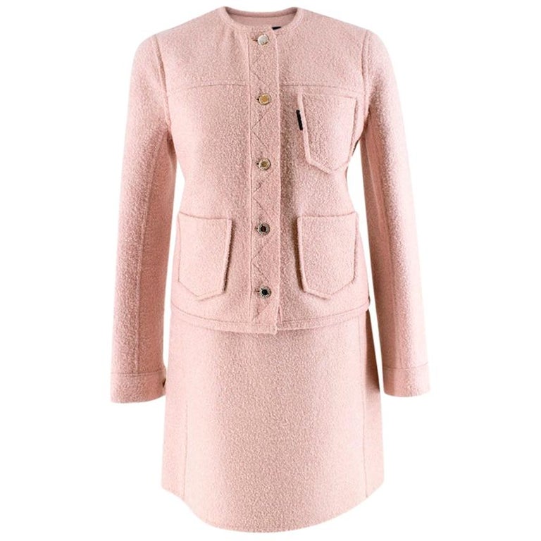 Pink Wool-Blend Skirt Suit