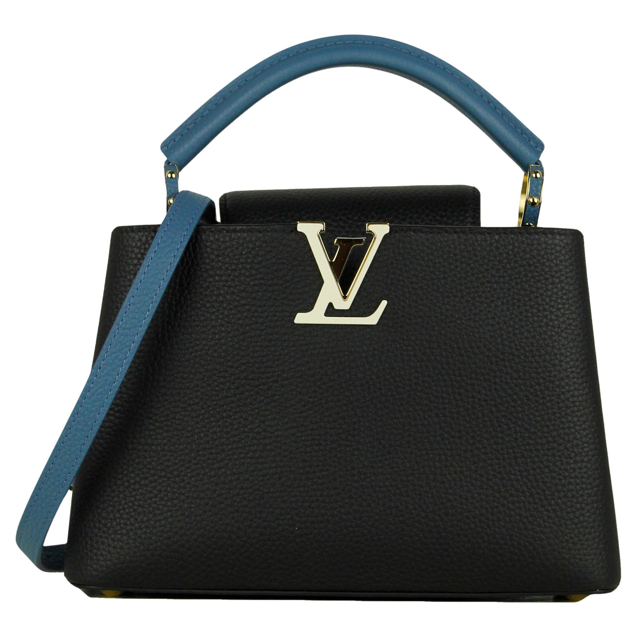 Louis Vuitton LIKE NEW Black/ General Blue Capucines BB Crossbody Bag