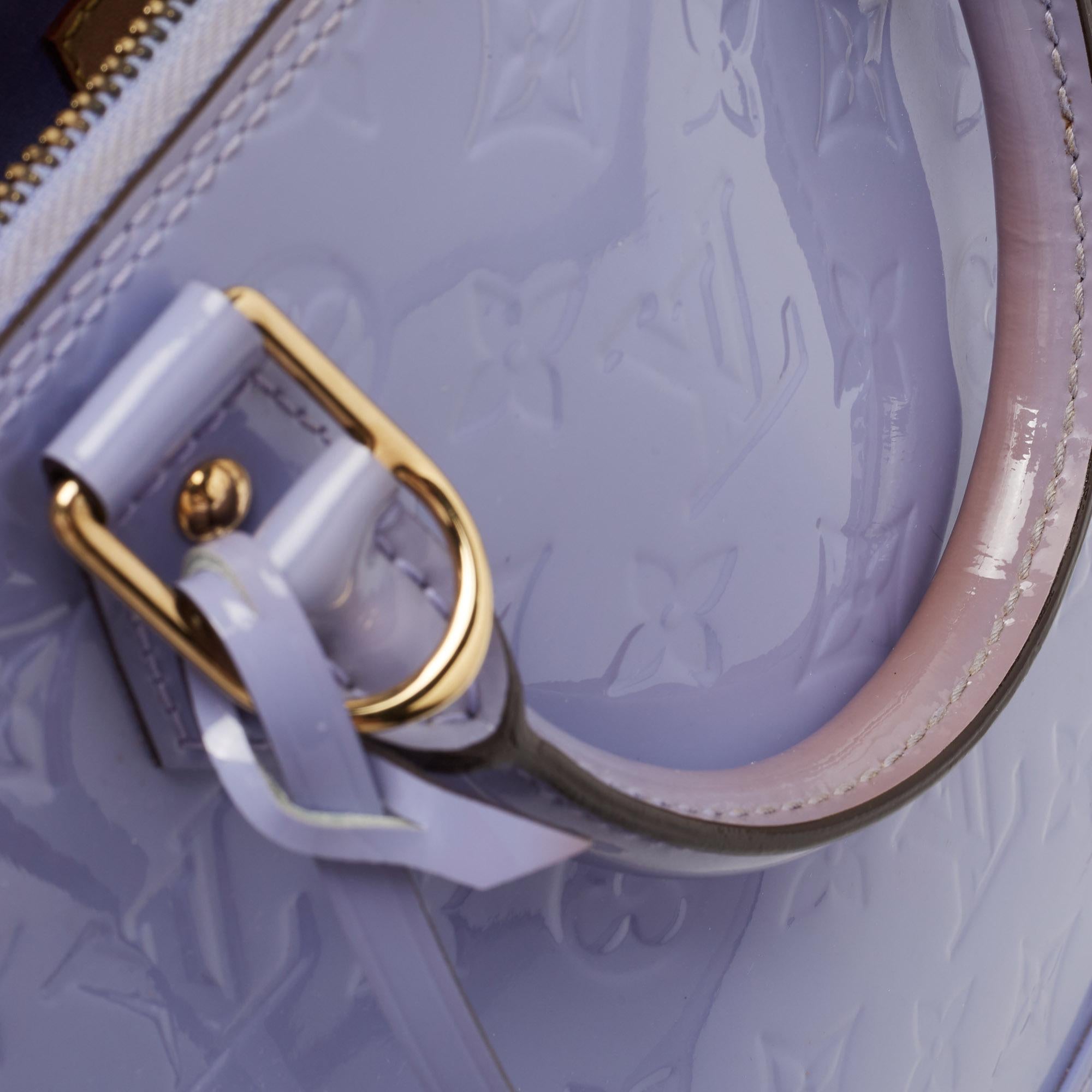 Women's Louis Vuitton Lilac Monogram Vernis Leather Alma PM Bag