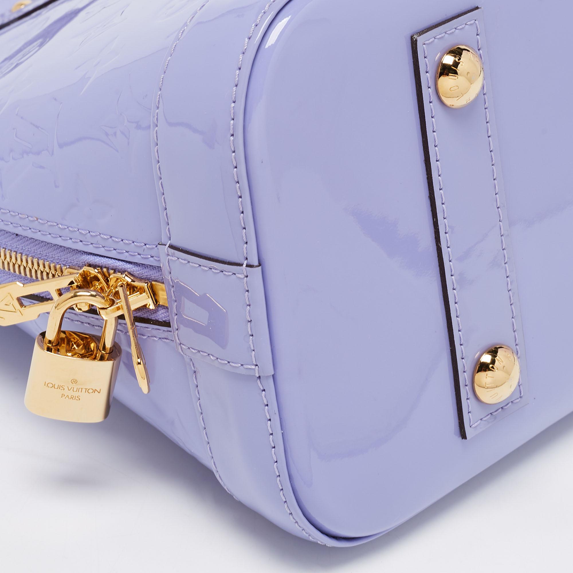 Louis Vuitton Lilac Monogram Vernis Leather Alma PM Bag In Good Condition In Dubai, Al Qouz 2
