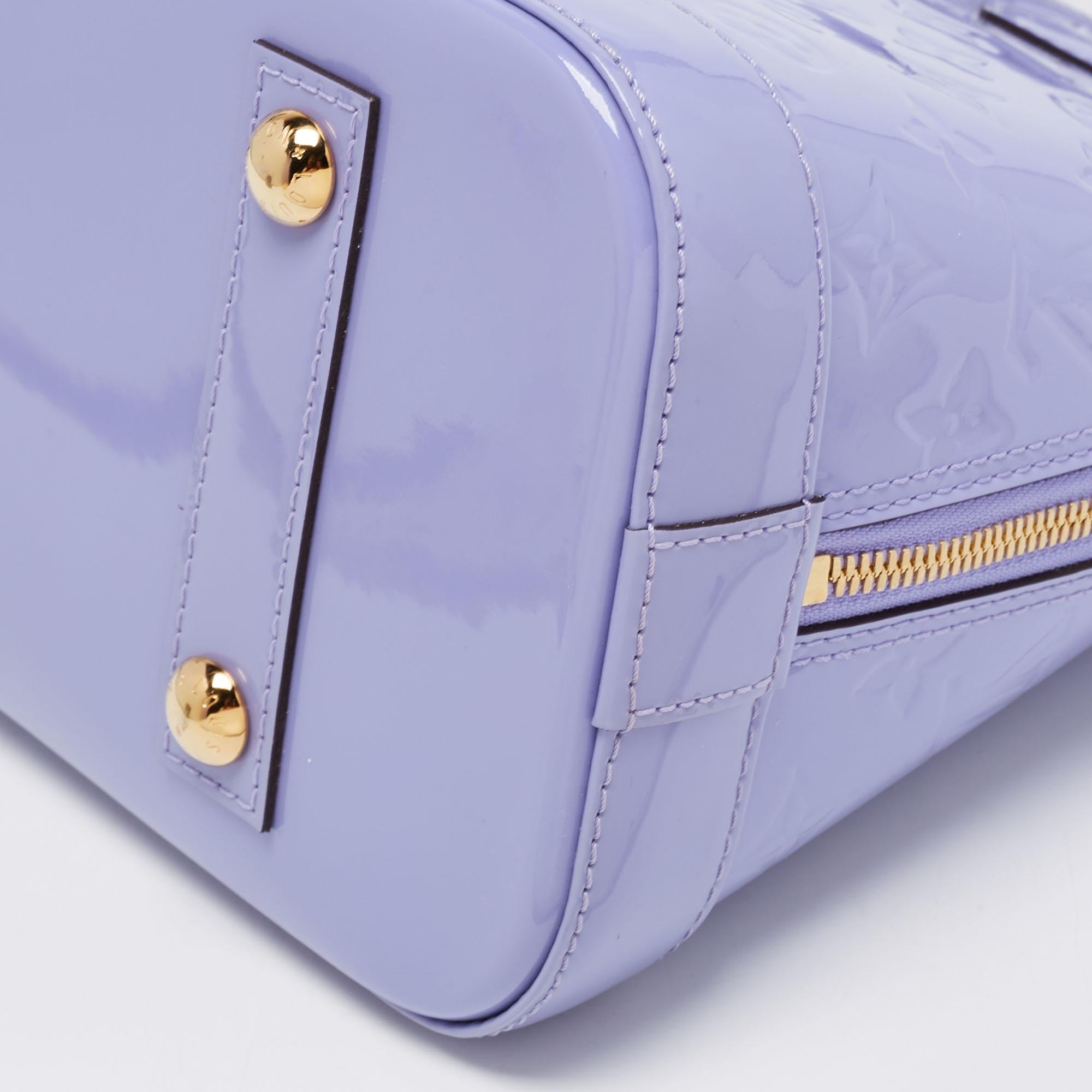 Women's Louis Vuitton Lilac Monogram Vernis Leather Alma PM Bag