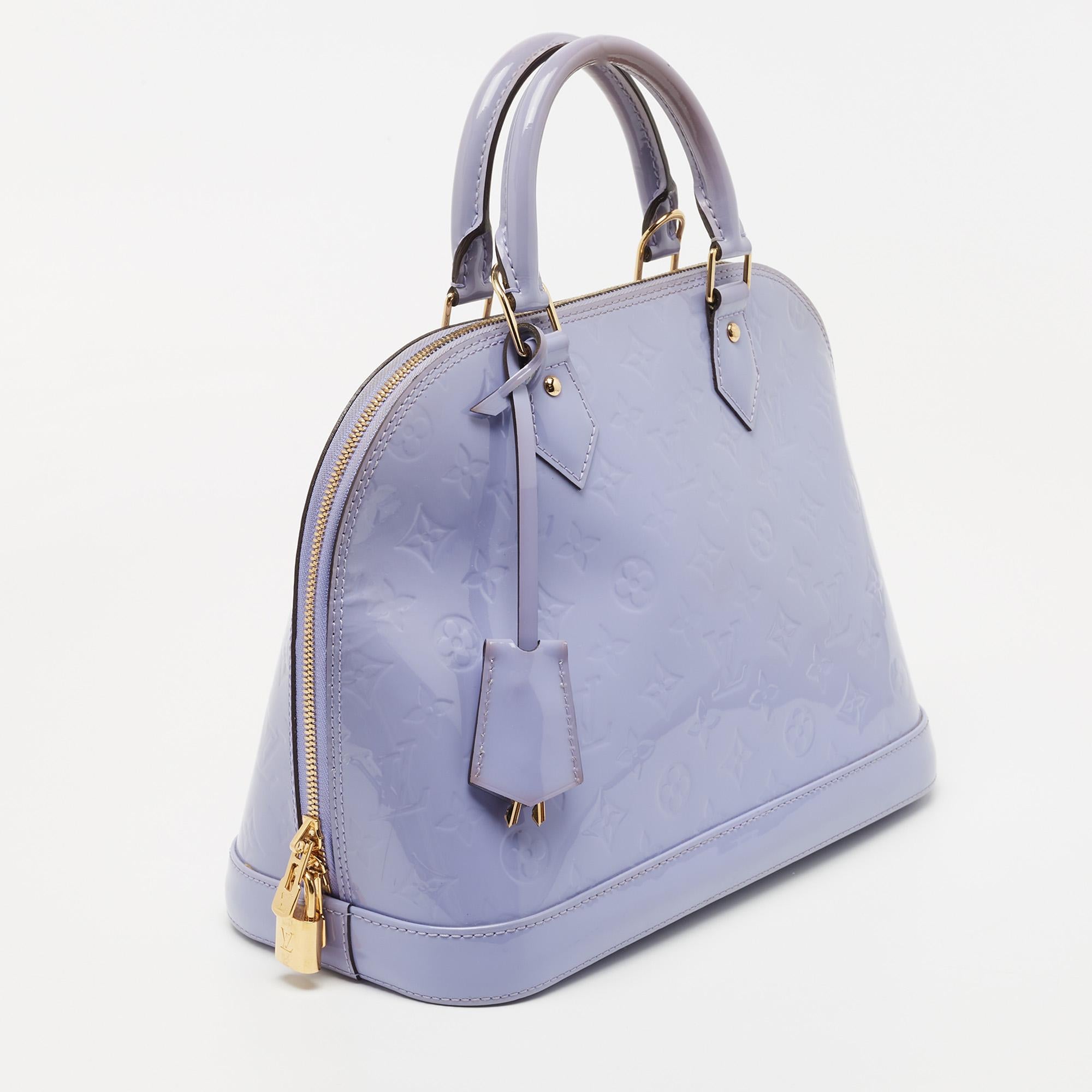 Louis Vuitton Lilac Monogram Vernis Leather Alma PM Bag 4