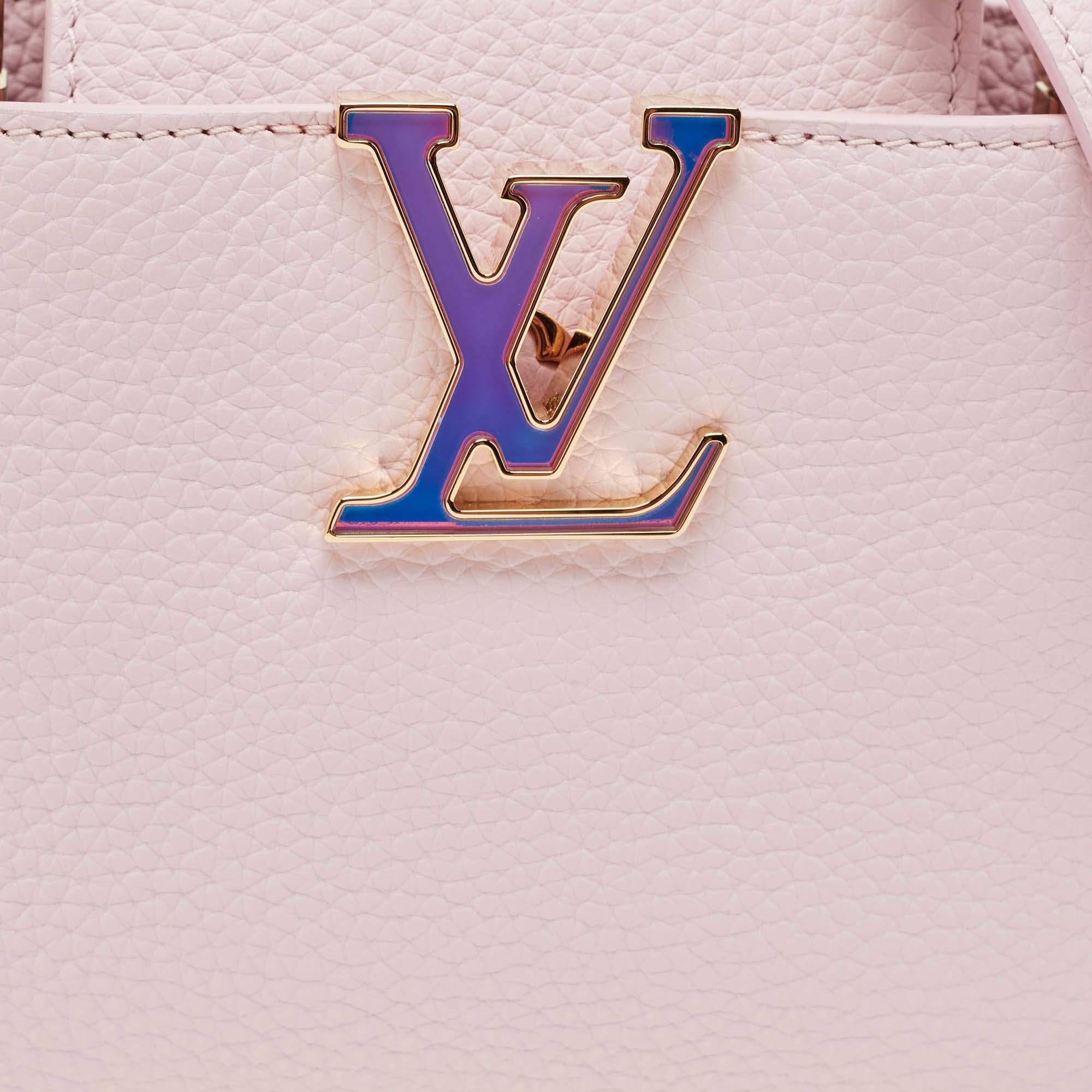 Women's Louis Vuitton Lilac Mother Of Pearl Taurillon Leather Mini Capucines Bag