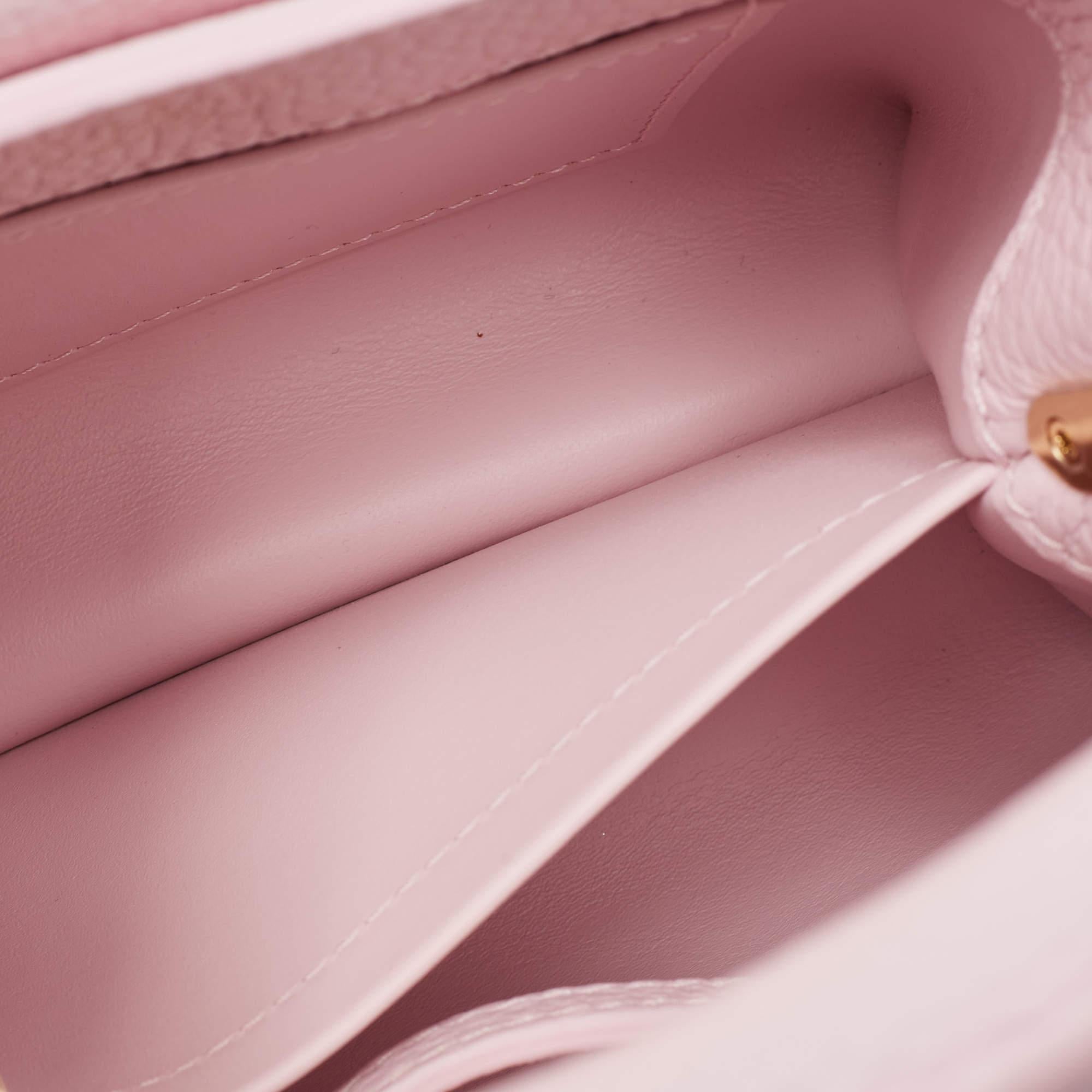 Louis Vuitton Lilac Mother Of Pearl Taurillon Leather Mini Capucines Bag 3