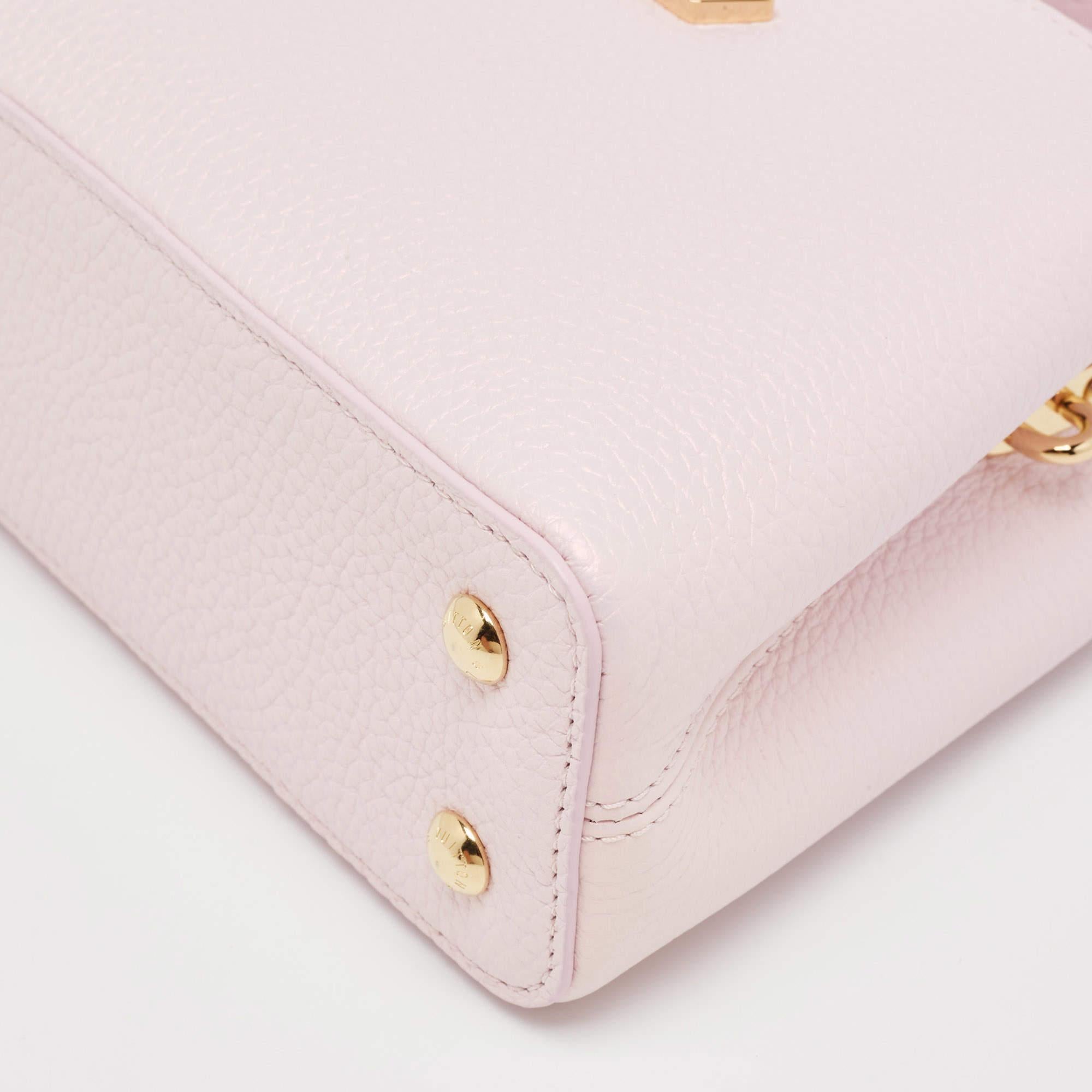 Louis Vuitton Lilac Mother Of Pearl Taurillon Leather Mini Capucines Bag 4