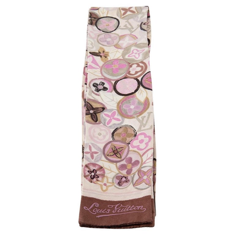 Louis Vuitton Lilac Silk Printed Monogram Twilly For Sale at 1stDibs
