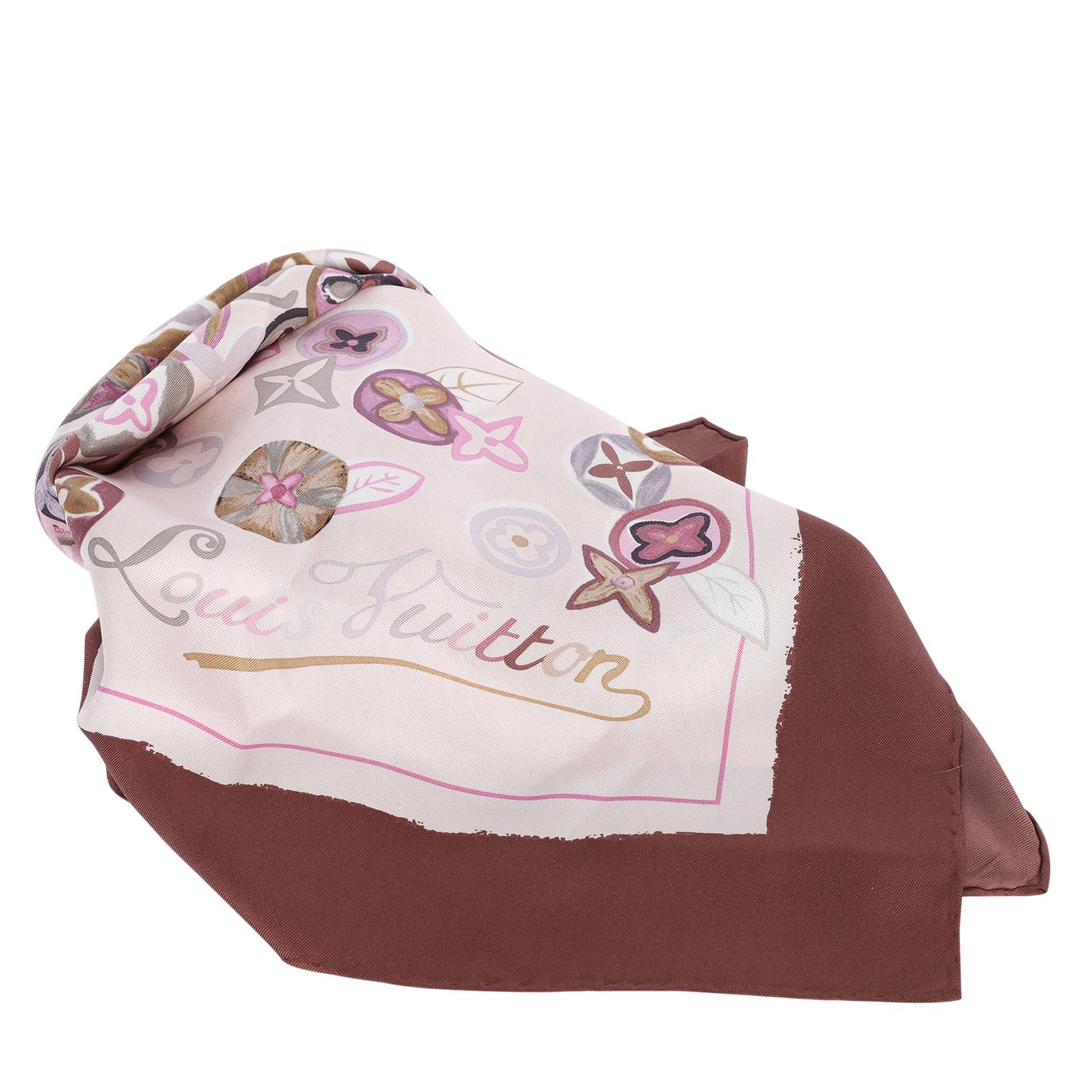 Sciarpa di seta lilla Louis Vuitton in vendita 2