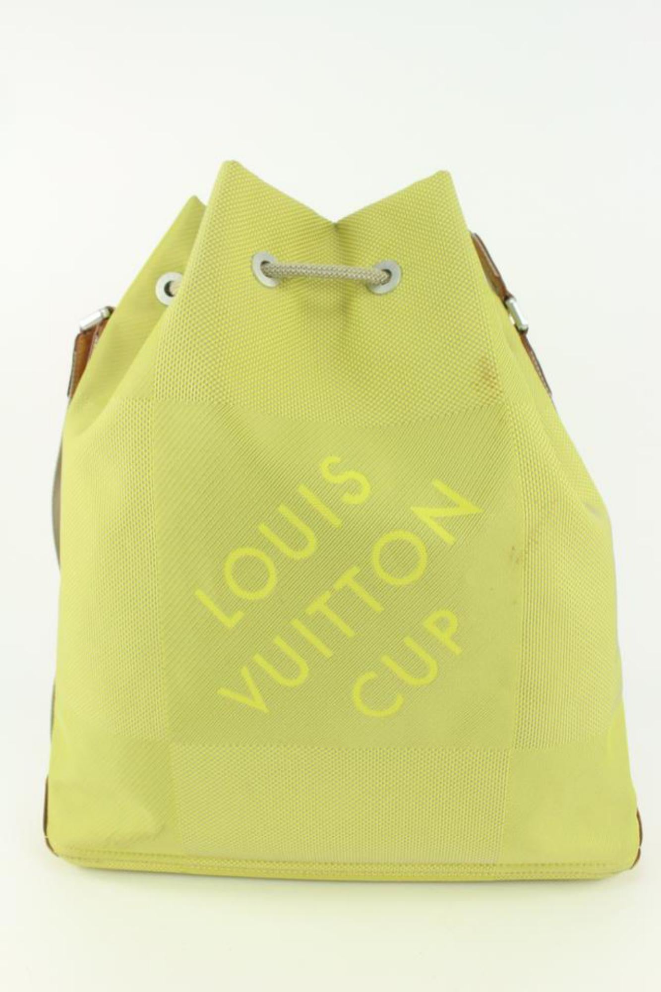 Louis Vuitton Lime Green Damier Geant Volunteer Drawstring Noe Bucket Bag 1029lv 3