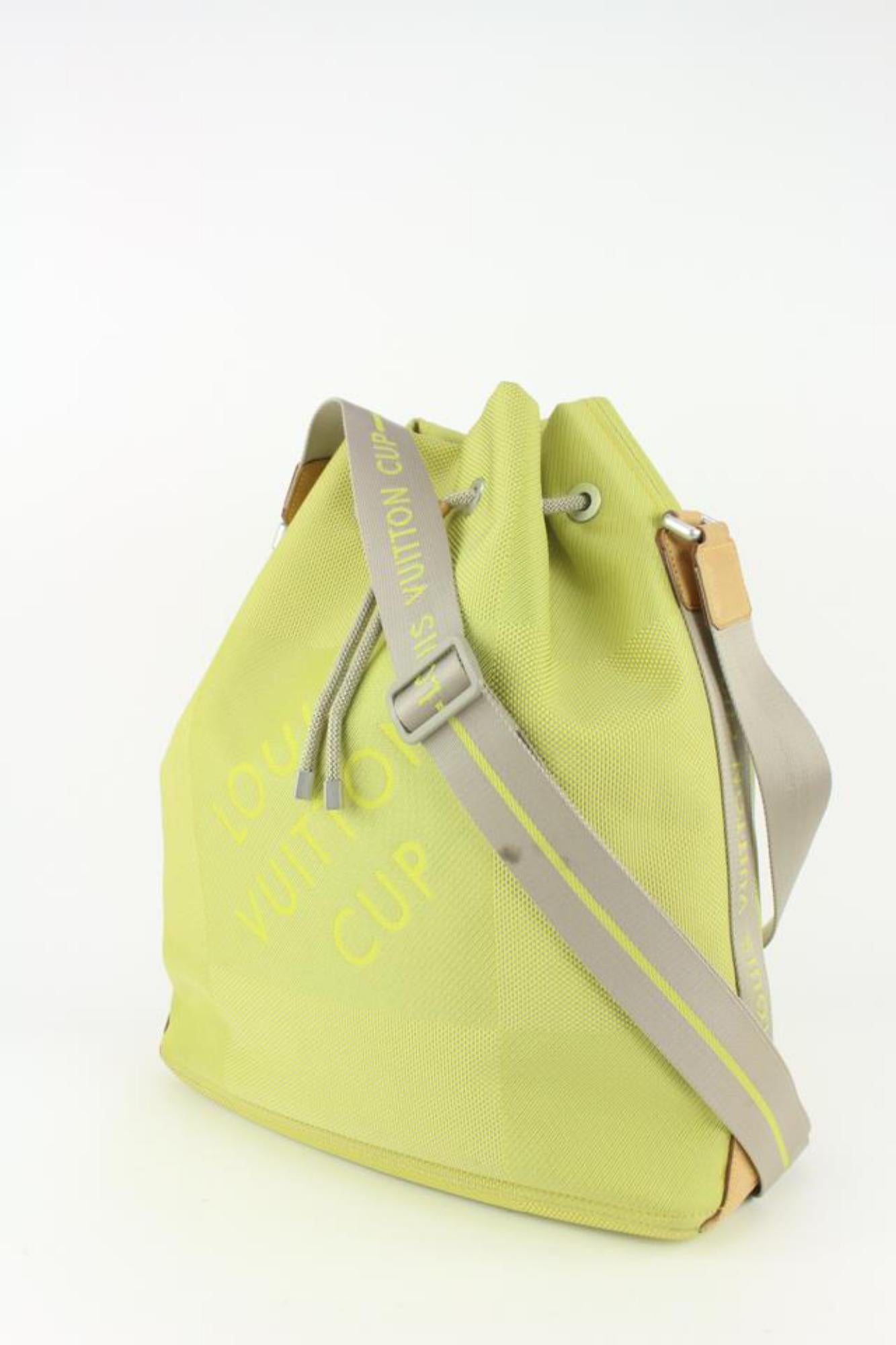 Louis Vuitton Lime Green Damier Geant Volunteer Drawstring Noe Bucket Bag 1029lv 5