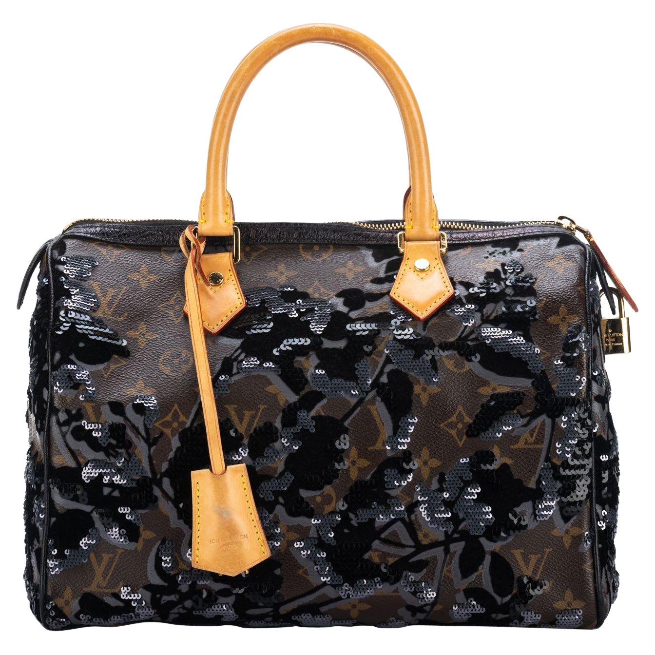 Louis Vuitton Lim.Ed. Schwarze Speedy Tasche mit Pailletten Speedy