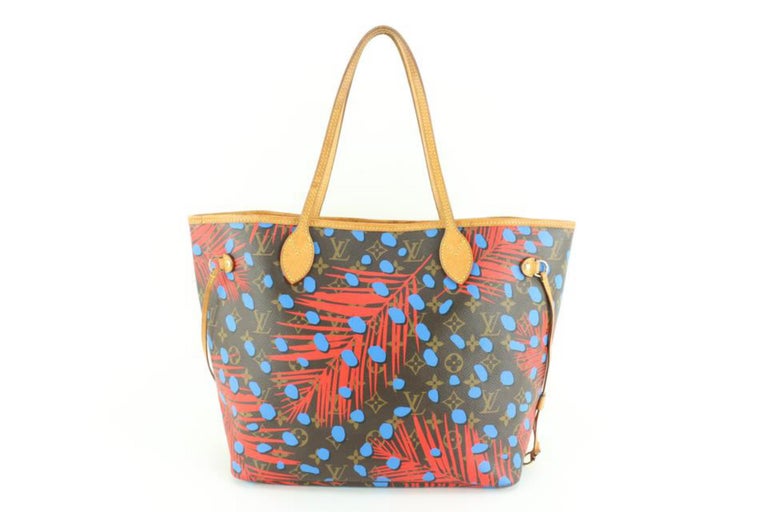 Louis Vuitton Limited Blue x Red Jungle Dots Neverfull MM 22lk69s at  1stDibs
