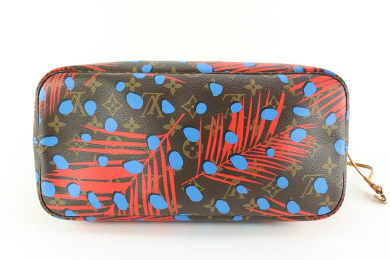 Louis Vuitton Limited Blue x Red Jungle Dots Neverfull MM 22lk69s