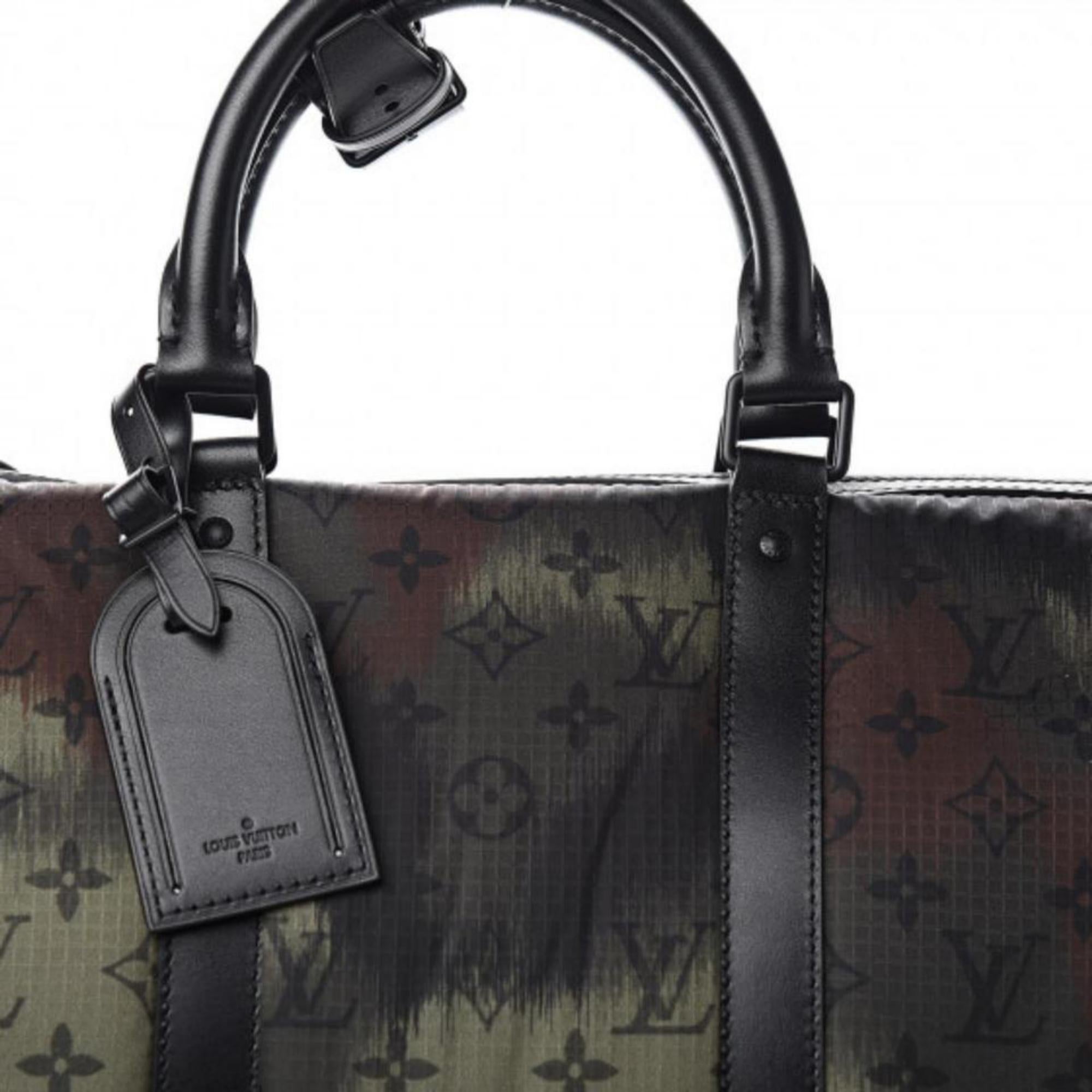 Louis Vuitton Limited Camouflage Monogram Camo Keepall Bandouliere 50 Strap 1122 For Sale 1