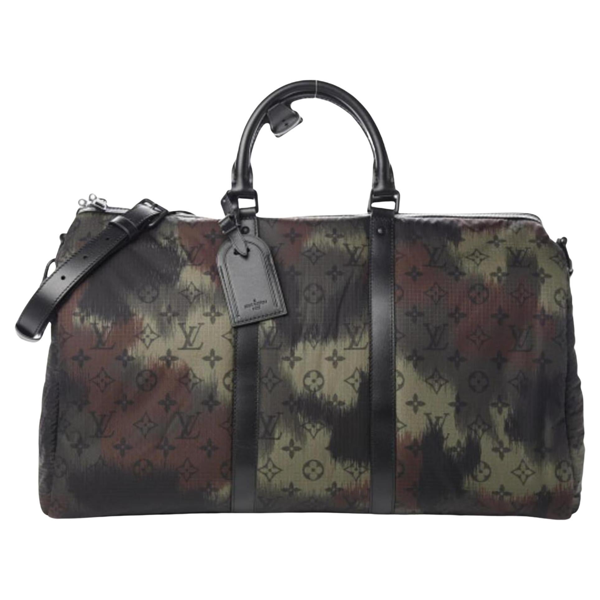 Louis Vuitton Limited Camouflage Monogram Camo Keepall Bandouliere 50 ...