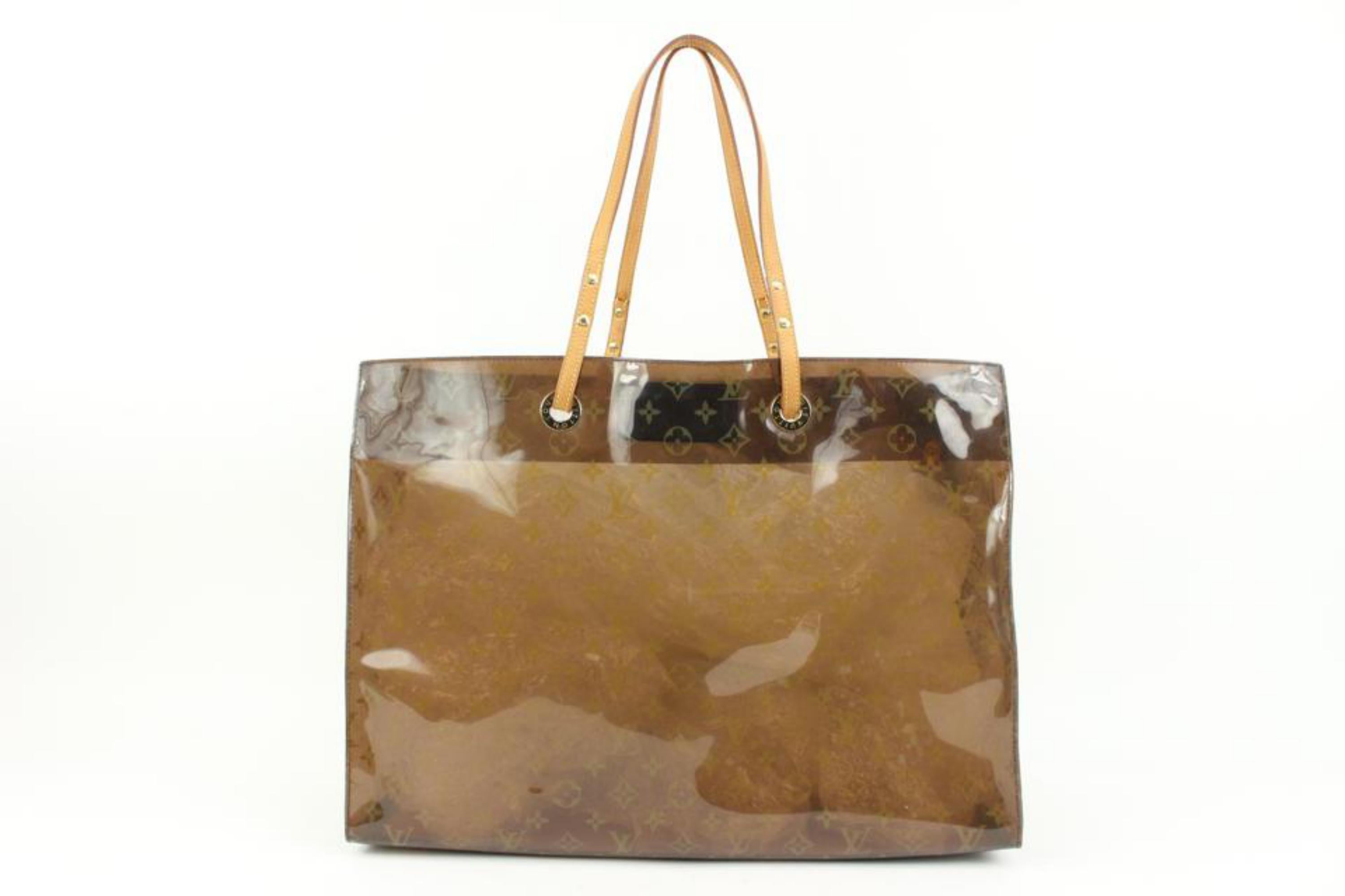 Louis Vuitton Limited Clear Monogram Ambre Cabas Cruise GM Tote with Pouch  In Good Condition In Dix hills, NY